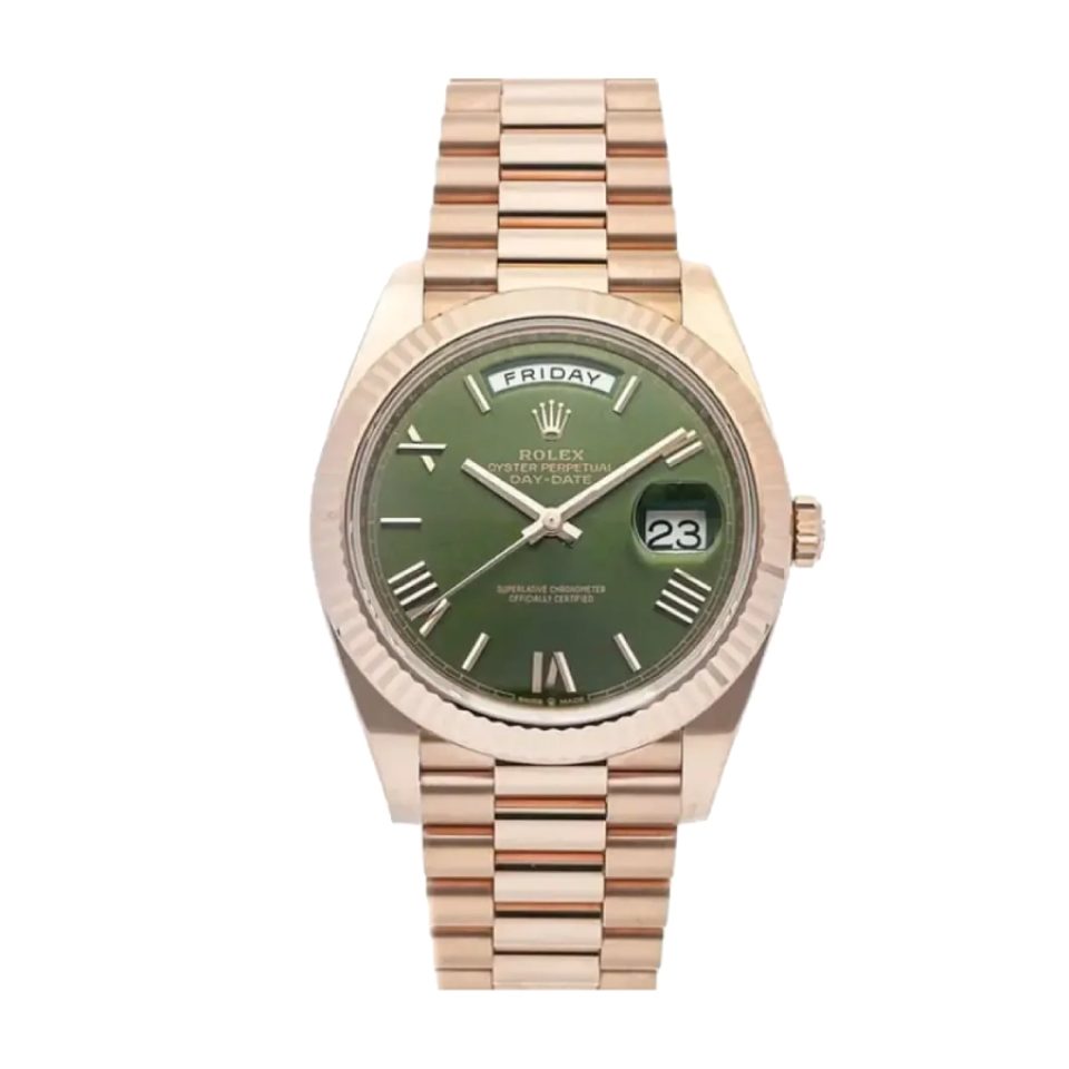 Rolex Day-Date 228235 Rose Gold Green Roman Dial