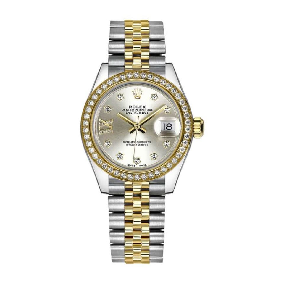 Rolex Lady-Datejust 279383RBR Yellow Gold Champagne & Diamond Dial