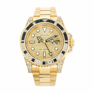 Rolex GMT-Master 116758SA Yellow Gold Diamond Gold Dial Oyster
