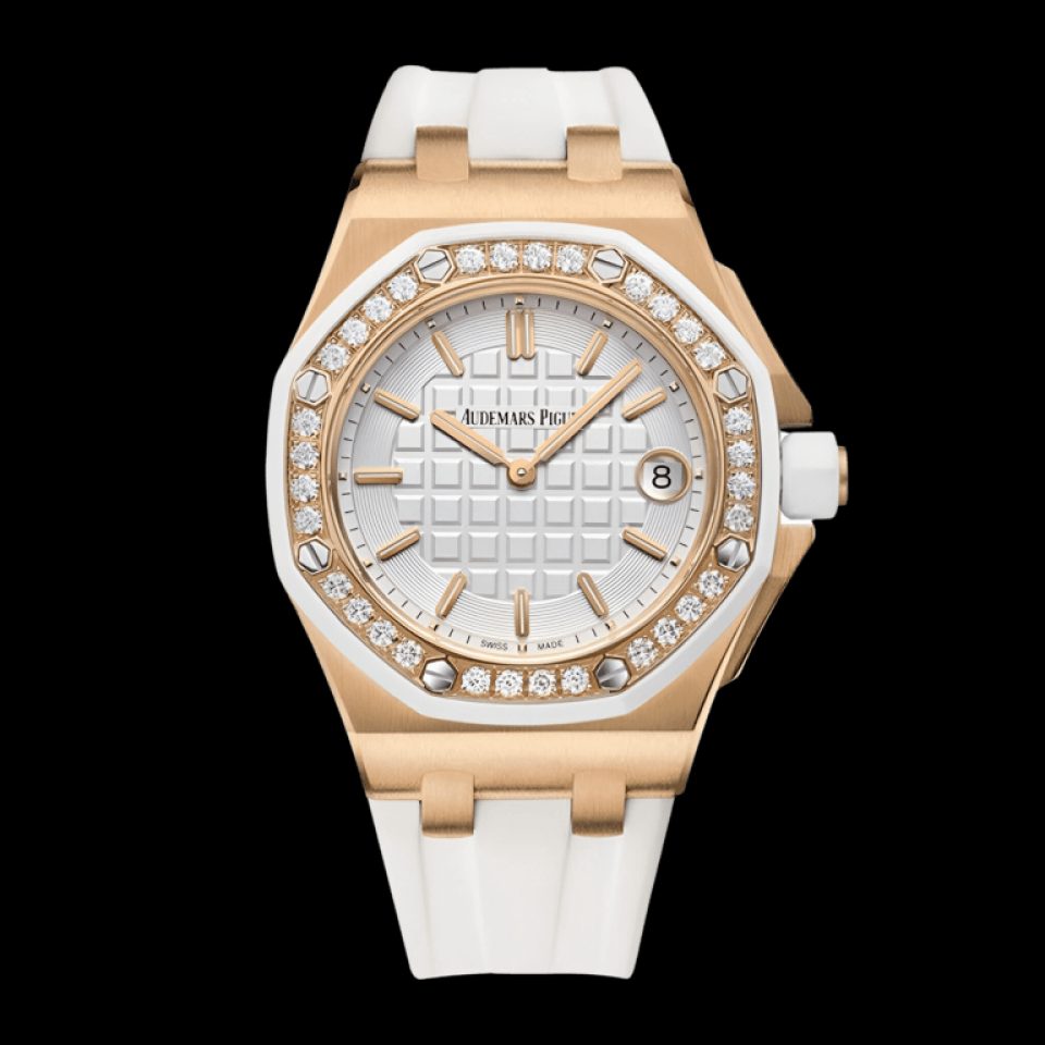 Audemars Piguet Royal Oak 67651OR Rose Gold Diamond Bezel White