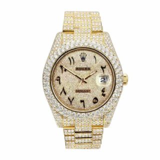 Rolex Datejust 116300 Iced Out Yellow Gold Arabic Dial