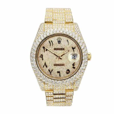 Rolex Datejust 116300 Iced Out Yellow Gold Arabic Dial