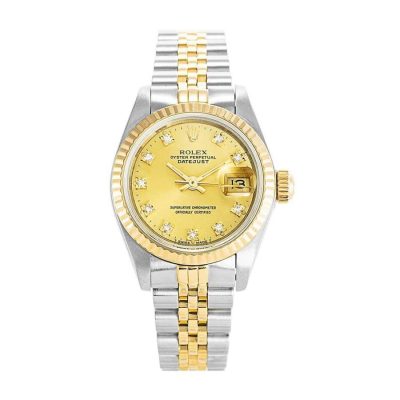 Rolex Datejust Yellow Gold Steel Diamond Dial 69173 Jubilee