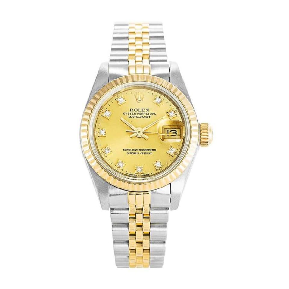 Rolex Datejust Yellow Gold Steel Diamond Dial 69173 Jubilee