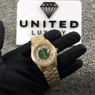 Rolex Day-Date 118348 Iced Out  Green Dial