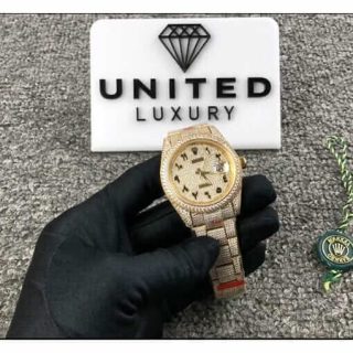 Rolex Datejust 116300 Iced Out Yellow Gold Arabic Dial