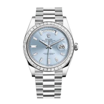 Rolex Day-Date Platinum 228396TBR Ice Blue Baguette
