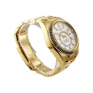 Rolex Sky-Dweller Yellow Gold with Fluted Bezel White Stick Dial 326938 Oyster