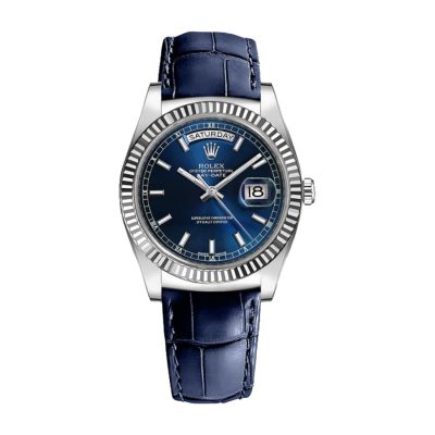 Rolex Day-Date 118139-0004 Blue Dial Leather Band