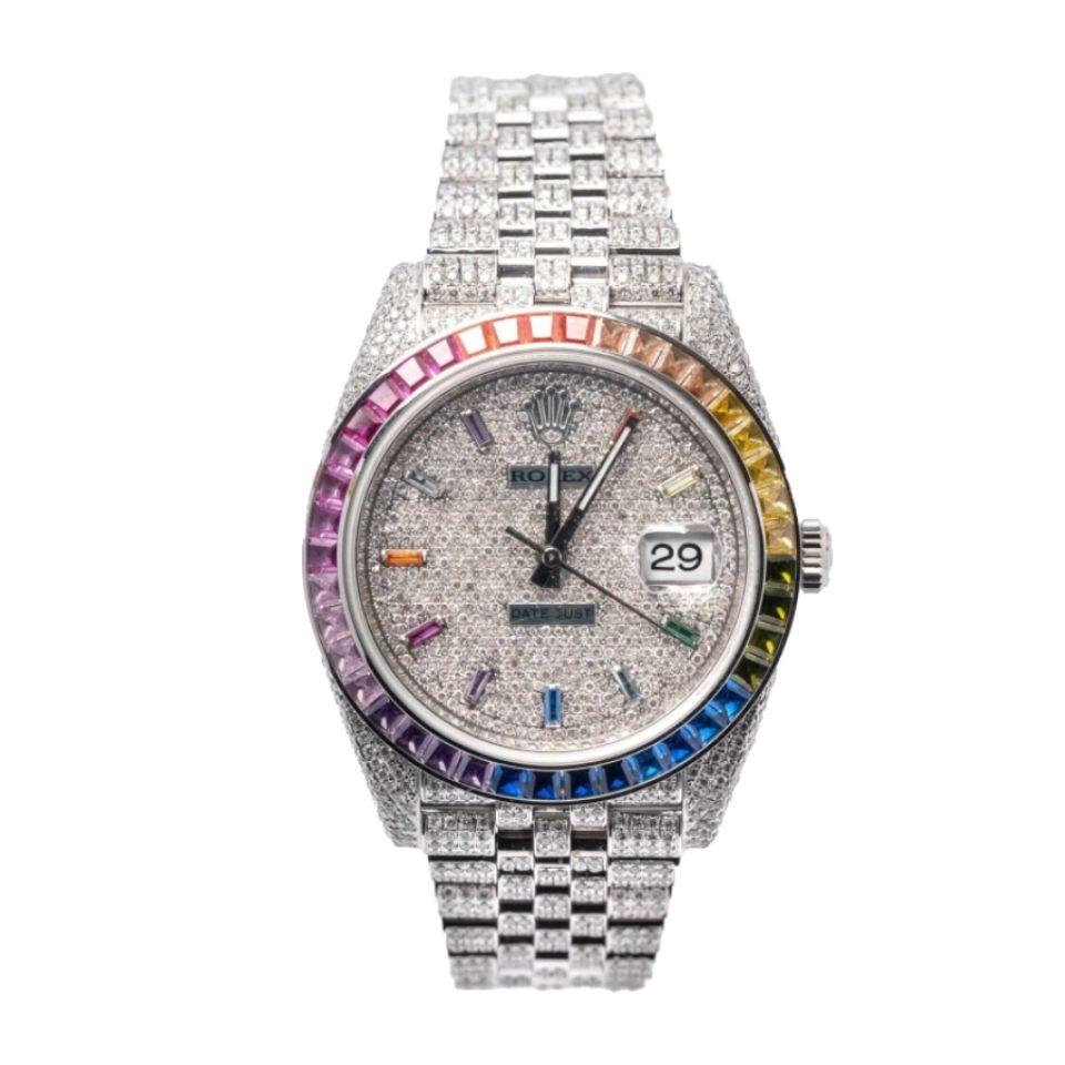 Rolex Datejust 126300 Iced Out Rainbow