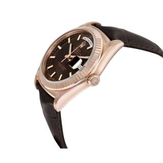 Rolex Day-Date 118135-0002 Brown Dial Leather Band