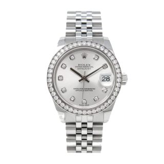 Rolex Datejust 178384 White Gold Automatic Black & Diamond Dial Jubilee