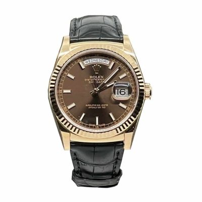 Rolex Day-Date 128238 Black Leather