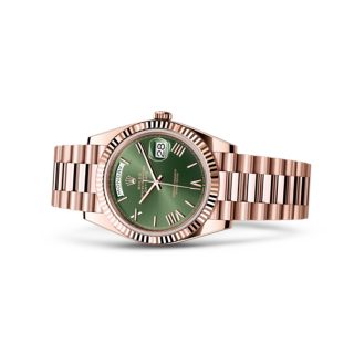 Rolex Day-Date 228235 Everose Green Roman Dial Rose Gold