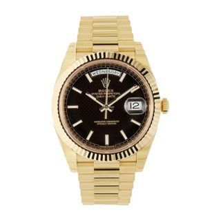 Rolex Day-Date 228235-0002 Gold Bezel Black Dial