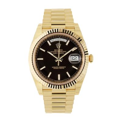 Rolex Day-Date 228235-0002 Gold Bezel Black Dial