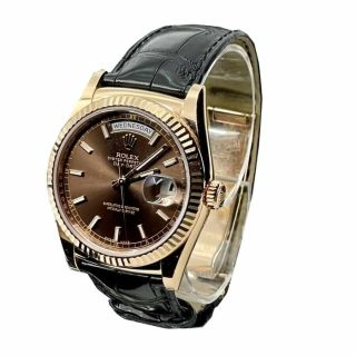 Rolex Day-Date 128238 Black Leather