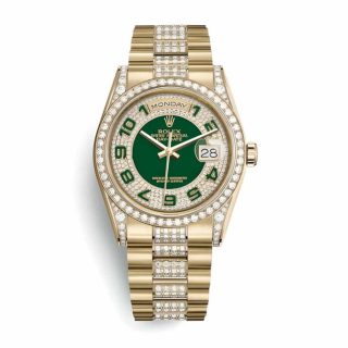 Rolex Day-Date 118348 Iced Out  Green Dial