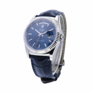 Rolex Day-Date 118139-0004 Blue Dial Leather Band