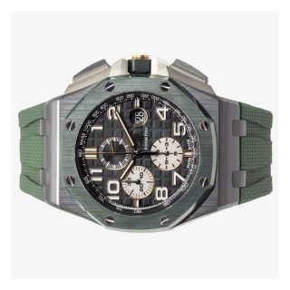 Audemars Piguet Royal Oak Offshore 26400IO Titanium Ceramic Bezel Grey Dial Green Rubber Strap