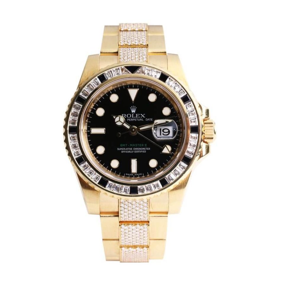 Rolex GMT-Master II 116748SANR Iced Out Gold