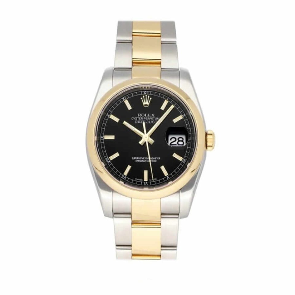 Rolex Datejust Yellow Gold Black Dial 116203 Oyster